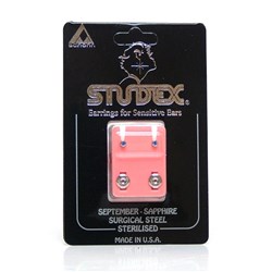 Birthstone Studs - Mini Bezel S/S - September / Sapphire